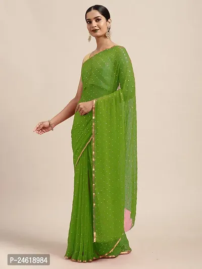 Stylish Chiffon Saree With Blouse Piece For Women-thumb0