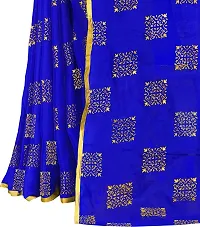 Alluring Blue Chiffon Printed Bollywood Saree with Blouse piece-thumb4