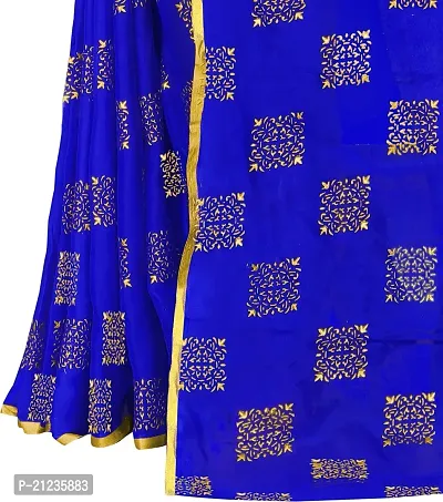 Alluring Blue Chiffon Printed Bollywood Saree with Blouse piece-thumb5