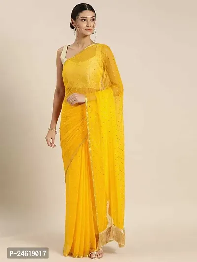 Stylish Chiffon Saree With Blouse Piece For Women-thumb0