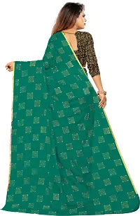 Alluring Dark Green Chiffon Printed Bollywood Saree with Blouse piece-thumb3