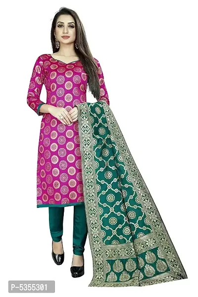 Women's Heavy Santoon Silk Dress Material With Dupatta-thumb0