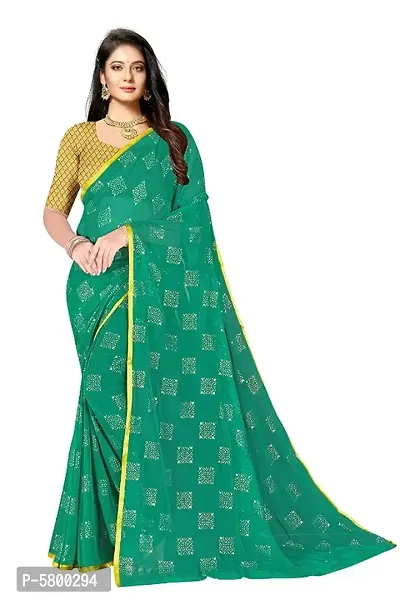 Women Foil Print Work Chiffon Saree With Blouse Piece-thumb0