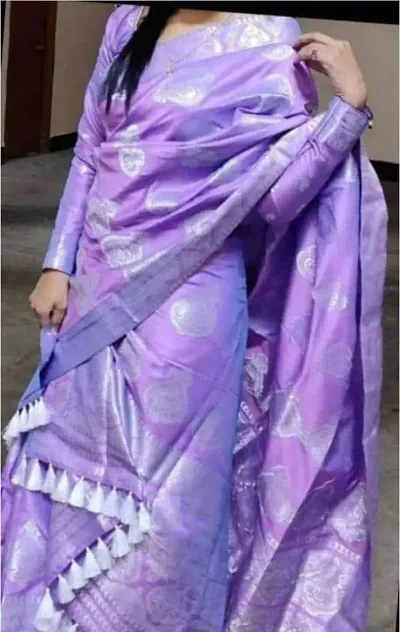 New In Poly Silk Saree with Blouse piece 