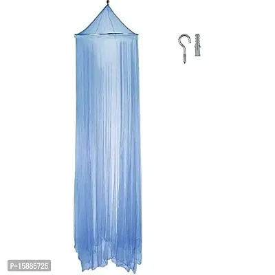 Classic Mosquito Net for Hanging Double Bed | King Size Machardani | Polyester 30GSM Strong Net | Canopy Tent for Bedrooom -Plain Blue-thumb3