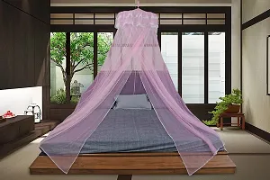 Classic Mosquito Net for Hanging Double Bed | King Size Machardani | Polyester 30GSM Strong Net | Canopy Tent for Bedrooom -Plain Pink-thumb3