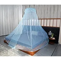 Classic Mosquito Net for Hanging Double Bed | King Size Machardani | Polyester 30GSM Strong Net | Canopy Tent for Bedrooom -Plain Blue-thumb1