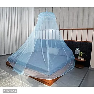 Classic Mosquito Net for Hanging Double Bed | King Size Machardani | Polyester 30GSM Strong Net | Canopy Tent for Bedrooom -Plain Blue-thumb2