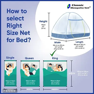 Classic Mosquito Net for Double Bed  King Size Premium Foldable Machardani Polyester,30GSM Strong Net ,PVC Coated Corrosion Resistant Steel Wire -Blue-thumb3