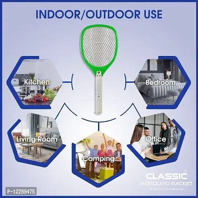 Classic Mosquito Racket with 400mAH Battery | Rechargeable Insect Killer | Mosquito Bat| Made in India (Blue)-thumb2
