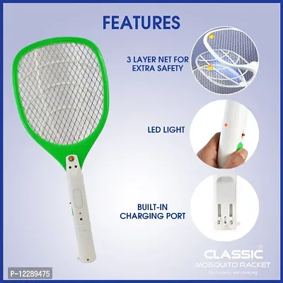Classic Mosquito Racket with 400mAH Battery | Rechargeable Insect Killer | Mosquito Bat| Made in India (Blue)-thumb3