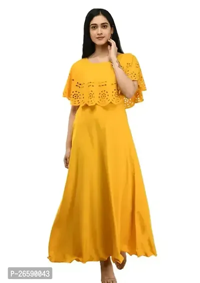 Stylish Yellow Rayon Solid Maxi Dress For Women