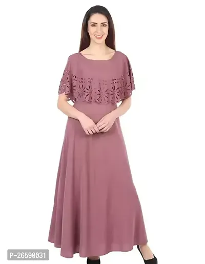 Stylish Pink Rayon Solid Maxi Dress For Women-thumb0