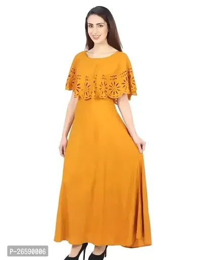 Stylish Yellow Rayon Solid Maxi Dress For Women