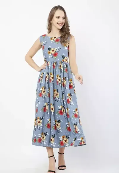Floral Print Casual wear Crepe Maxi Dress