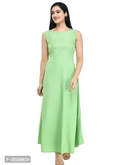 Stylish Green Crepe Embellished Maxi Dress For Women