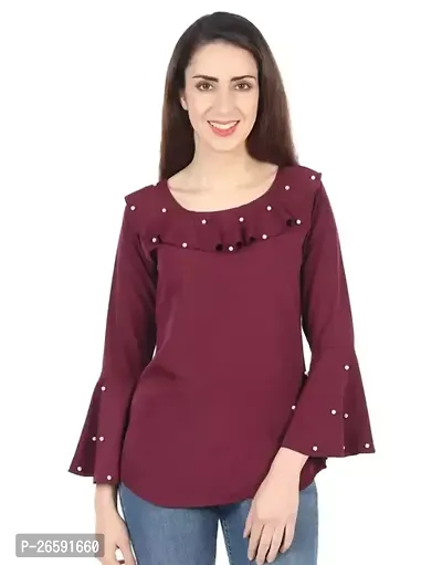 Elegant Maroon Rayon Solid Top For Women-thumb0