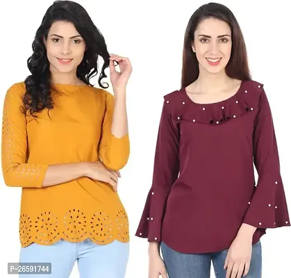 Elegant Rayon Solid Top For Women- Pack Of 2