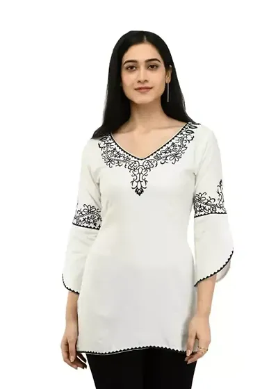 Elegant Rayon Embroidered Top For Women