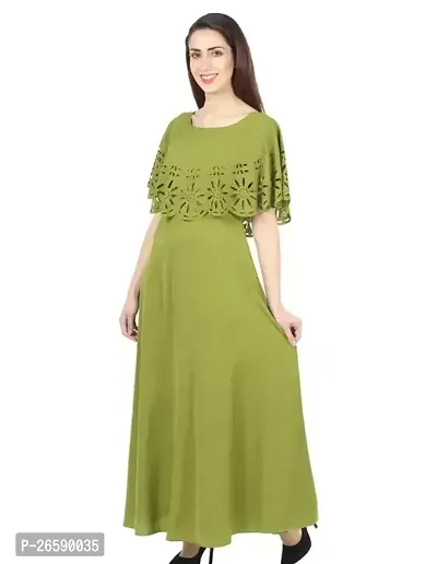 Stylish Green Rayon Solid Maxi Dress For Women