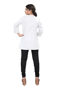 Citron Women's Slub Cotton Western Style Short Sleeve Lightweight Breathable Embroidered Tunic Top (TUNIC-White -M)-thumb2