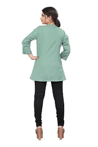 Citron Women's Slub Cotton Western Style Short Sleeve Lightweight Breathable Embroidered Tunic Top (TUNIC-Mint Green -S)-thumb4