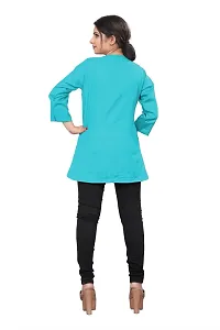 Citron Women's Slub Cotton Western Style Short Sleeve Lightweight Breathable Embroidered Tunic Top (TUNIC-Sky Blue -M)-thumb1