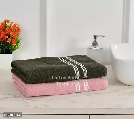 Stylish Set Of 2 Cotton Multicoloured Bath Towel Large Size Soft Fade Resistant 400 Gsm-thumb0