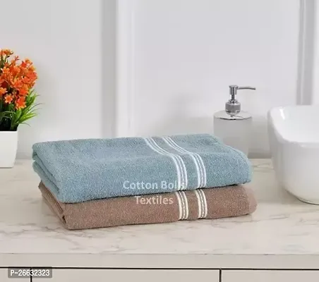 Stylish Set Of 2 Cotton Multicoloured Bath Towel Large Size Soft Fade Resistant 400 Gsm-thumb0