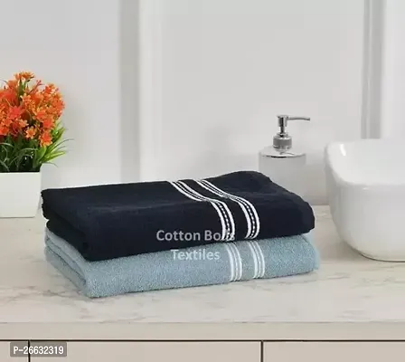 Stylish Set Of 2 Cotton Multicoloured Bath Towel Large Size Soft Fade Resistant 400 Gsm