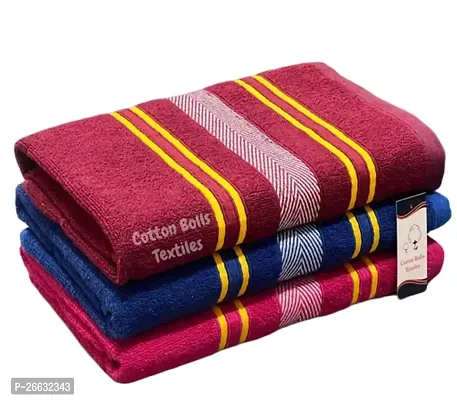 Stylish Cotton Multicoloured Bolls Textiles Cotton Multicoloured Bath Towel Set Of 3 Large Size - 27X54 Inches-thumb0