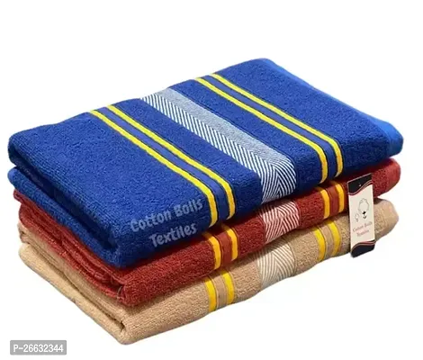 Stylish Cotton Multicoloured Bolls Textiles Cotton Multicoloured Bath Towel Set Of 3 Large Size - 27X54 Inches