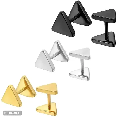 Trendy Stainless Steel Stud Earring For Men Pack of 3-thumb0