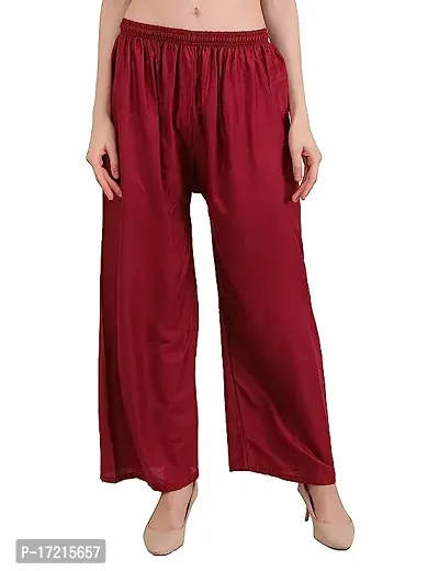 Stunning Maroon Cotton Solid Palazzo For Women