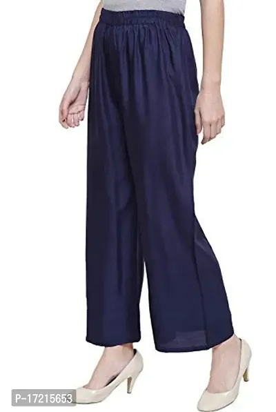 Stunning Navy Blue Cotton Solid Palazzo For Women