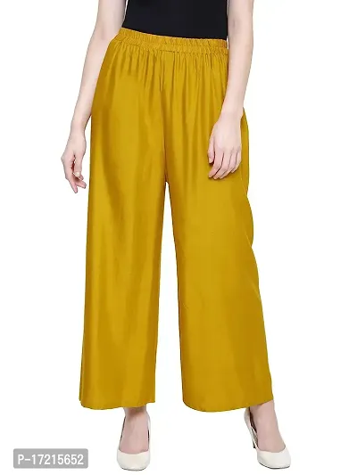 Stunning Yellow Cotton Solid Palazzo For Women
