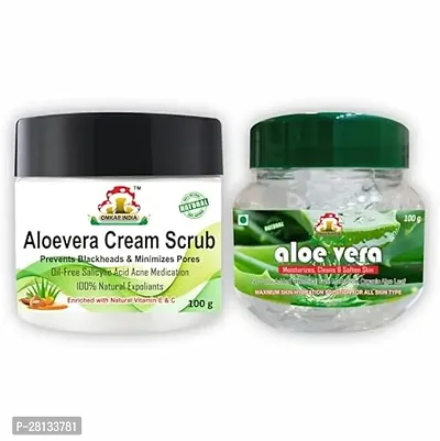 New Aloevera Gel And Scrub Remove Dead Skin And Impurities Pack Of 2-thumb0