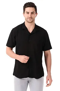 Reliable Black Linen Short Sleeves Casual Shirt For Men-thumb1