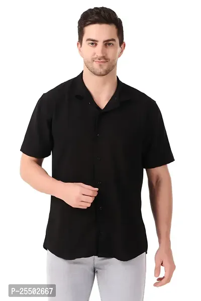 Reliable Black Linen Short Sleeves Casual Shirt For Men-thumb2