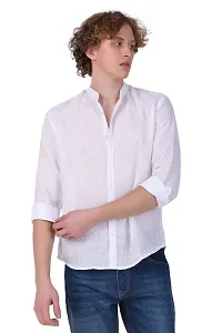 Reliable White Linen Long Sleeves Casual Shirt For Men-thumb1