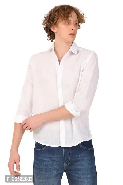 Reliable White Linen Long Sleeves Casual Shirt For Men