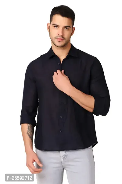 Reliable Black Linen Long Sleeves Casual Shirt For Men-thumb0
