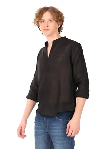 Reliable Black Linen Long Sleeves Casual Shirt For Men-thumb3