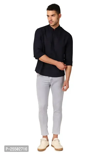 Reliable Black Linen Long Sleeves Casual Shirt For Men