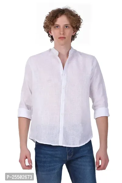 Reliable White Linen Long Sleeves Casual Shirt For Men-thumb0