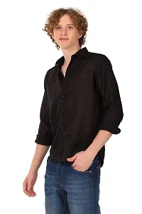 Reliable Black Linen Long Sleeves Casual Shirt For Men-thumb2