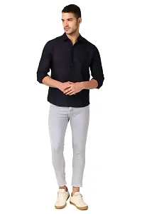 Reliable Black Linen Long Sleeves Casual Shirt For Men-thumb1
