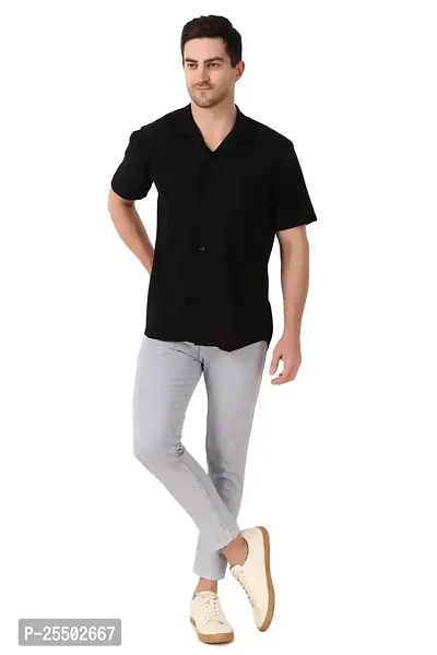 Reliable Black Linen Short Sleeves Casual Shirt For Men-thumb0