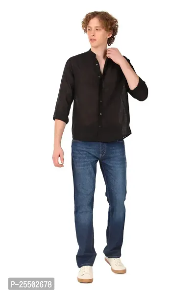 Reliable Black Linen Long Sleeves Casual Shirt For Men-thumb2