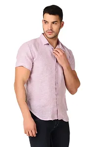 ReliablePink Linen Short Sleeves Casual Shirt For Men-thumb3